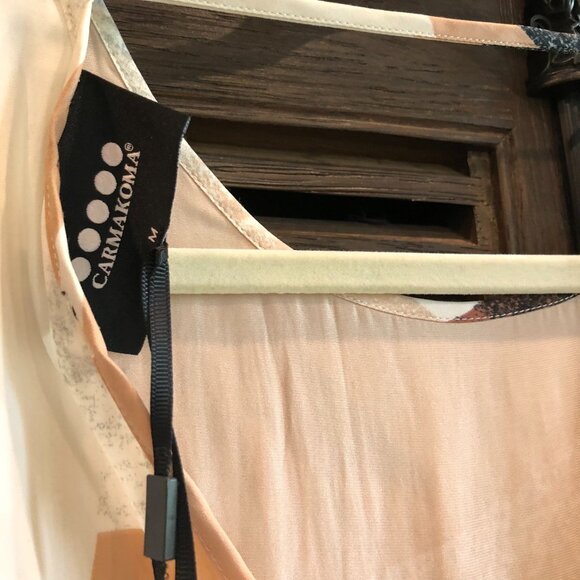 NWT Carmakoma brown peach abstract patterned dress M 18 - Picture 6 of 7